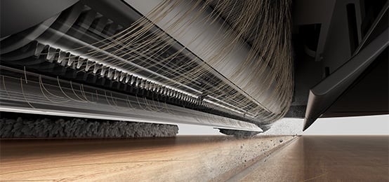 zbliżenie na szczotkę robota sprzątającego podczas pracy